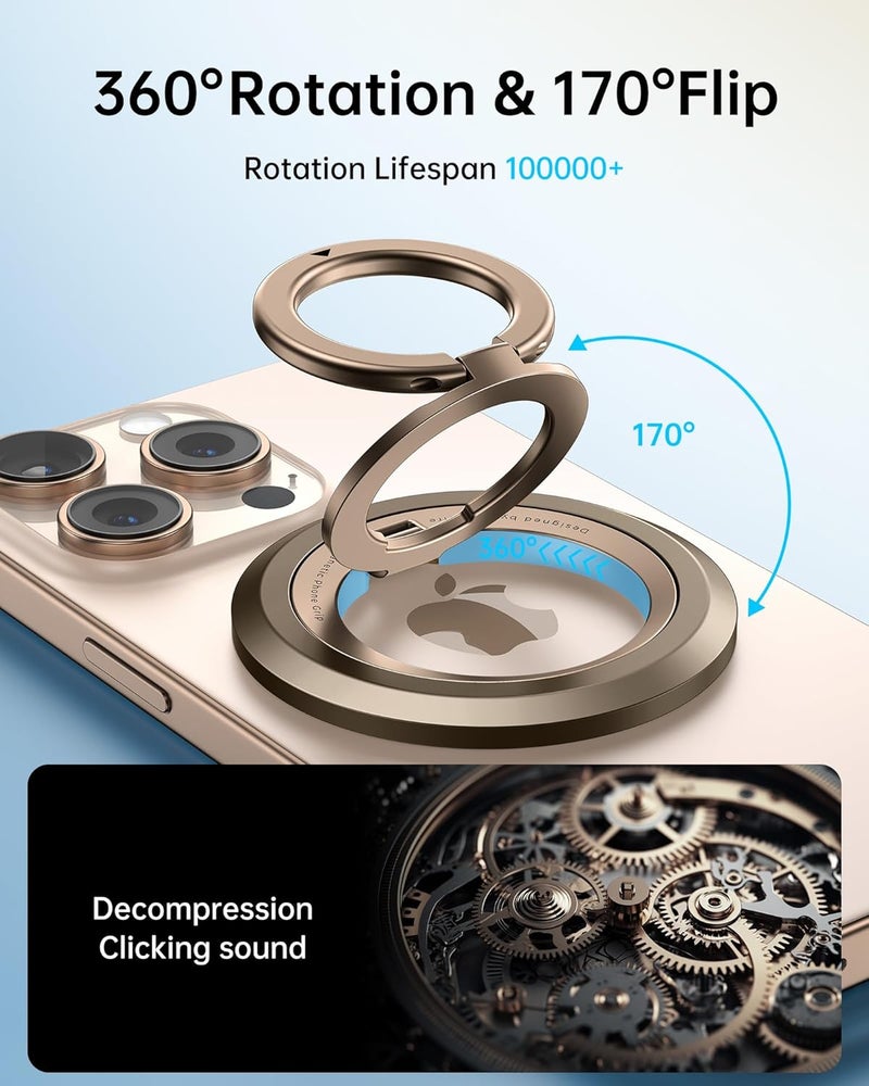 Syncwire Magnetic Phone Ring Holder for MagSafe [2 Pack], 360° Rotation Dual Sided Magnet Grip Cell Phone Ring Stand Finger Kickstand Compatible with iPhone 17 16 15 14 13 12 Pro Max fits MagSafe - Image 3